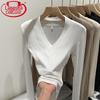 Langsha Women's V-Neck Slim-Fit Long Sleeve Padded Shoulder Base Layer