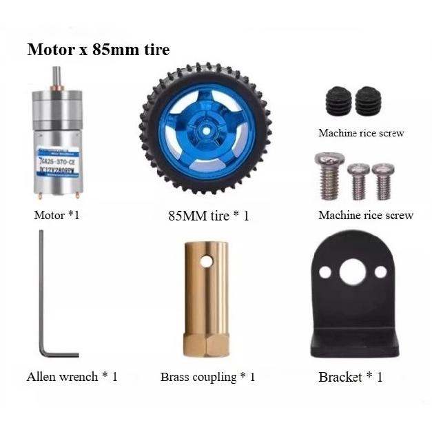GA25-370 DC Geared Motor 12v Encoder Small Motor Car Tire Set Fixed Bracket Coupling
