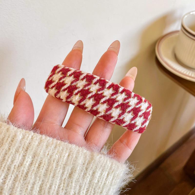 Coffee Houndstooth Hair Clip for Side Bangs - Baby BB Clip Hairpin for Autumn/Winter