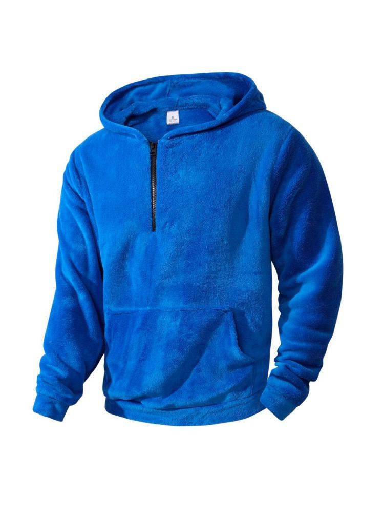 Autumn Winter Men's Casual Hooded Sweater Coral Fleece Fashion Warm Jacket Fleece Pullover Hoodie Moisture Warmth Heat Comfortable Skin-friendly Tops