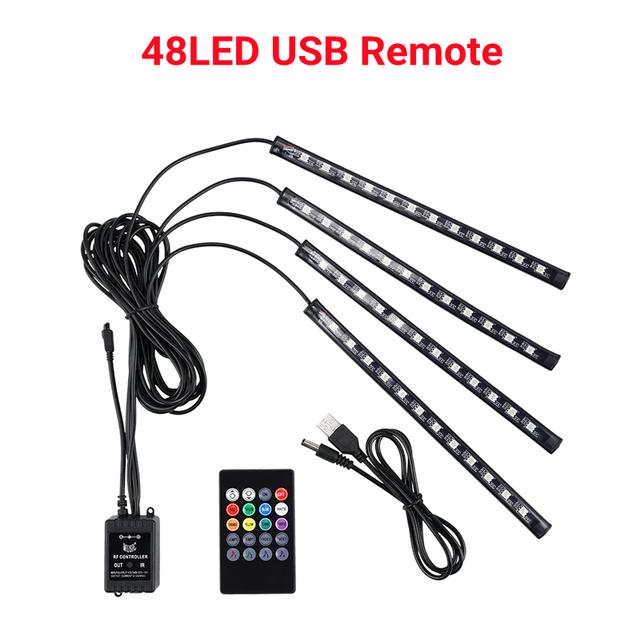 LED-Auto-Fuß-Umgebungslicht mit USB-Neon-Stimmungsbeleuchtung, Hintergrundbeleuchtung, Musiksteuerung, App, RGB, dekorative Atmosphäre im Auto-Innenraum