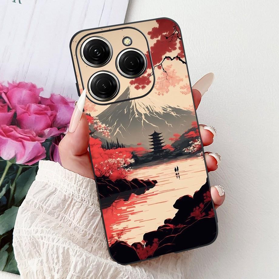 Dragon Koi Fish Landscape Phone Case For Tecno Spark 20 Pro Spark 20 20c 20Pro Plus Back Cover Soft TPU Cartoon Bumper KJ7 KJ6
