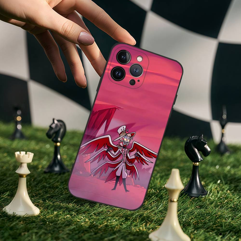 

H-Hazbin H-Hotel Anime Phone Case For IPhone 17 15 Pro Max 16 12 Mini 11 13 14 Plus Silicone Phone Cover IPhone Black Case iPhone 17 Pro
