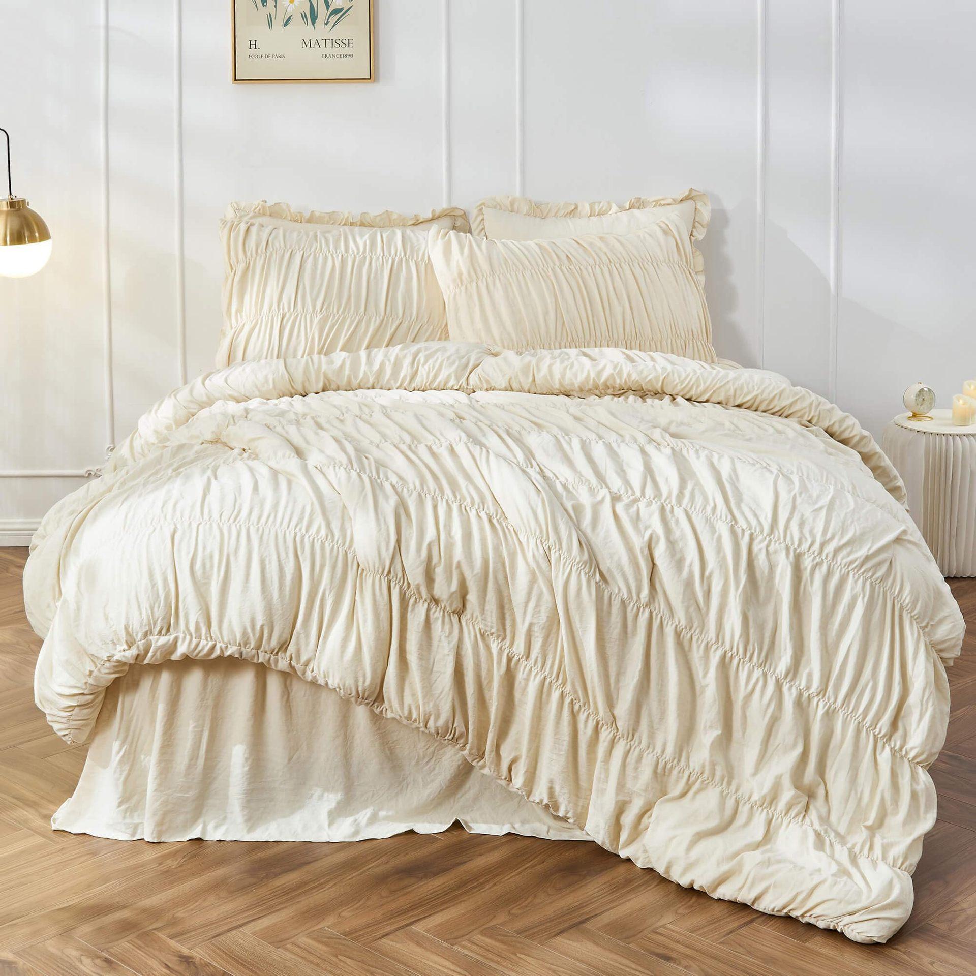 Soft Ruched Black Duvet Cover Boho