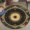 Astrology Mandala Round Rug Flannel Printed Carpet Cosmic Design Home Decor Cozy Soft Floor Mat Living Room Indoor Use