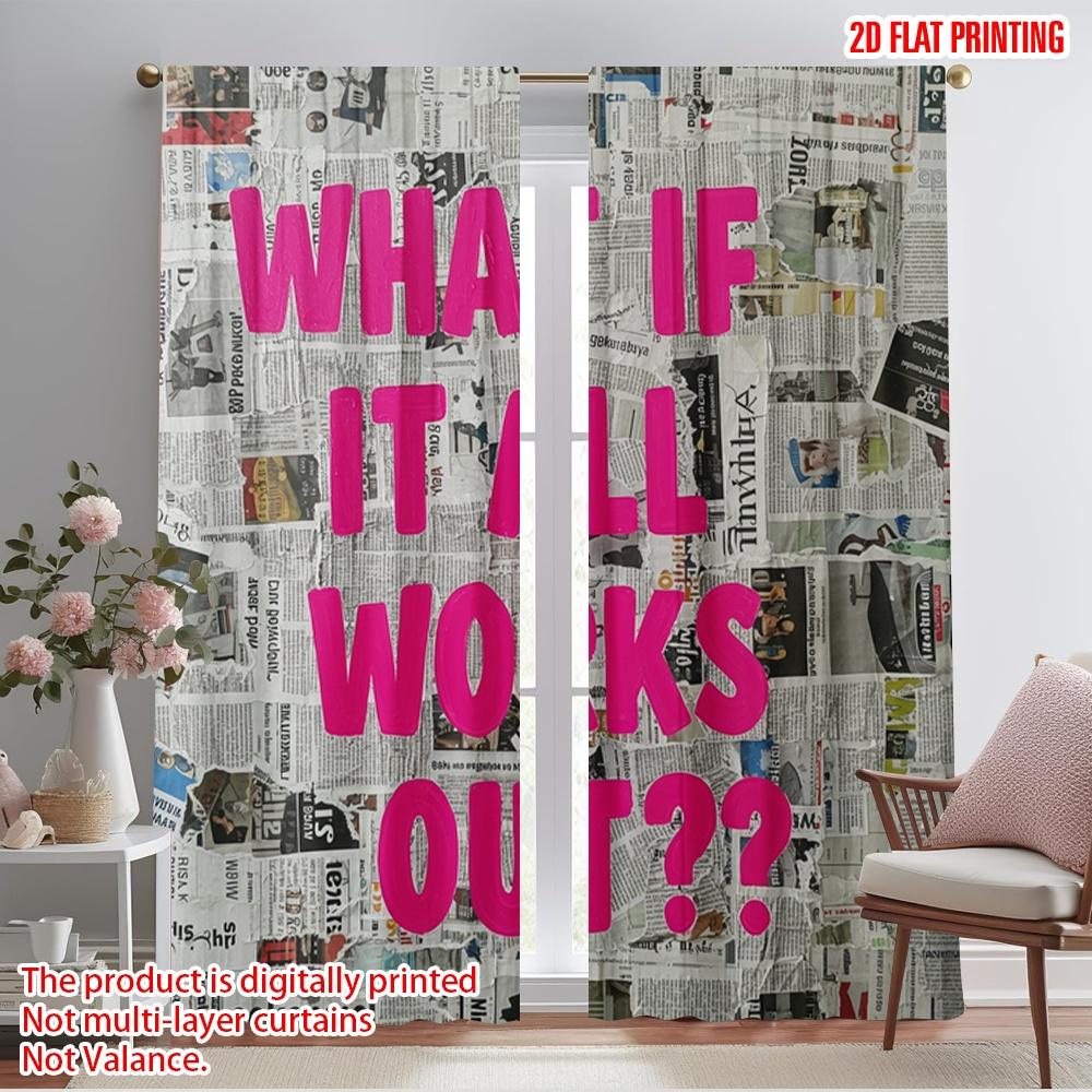 

2pcs 2D flat printing Window Drapes What If It All Works Out Fabric Without Electricity Festive Wall Decor Perfect for All 52.50×116.00 CM 2pcs