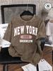 New York City Brooklyn  Print Washed TShirt Mens Cotton Oversized T Shirts Casual Short Sleeve ONeck Tops Summer Male Tees