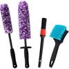 4 Pack Wheel Tire Cleaning Brush Kit Cars Motorcycles RVs Trucks Rim Hub Ultra Soft Microfiber No Spatter 360 Bendable Synthetic Woolies Wash