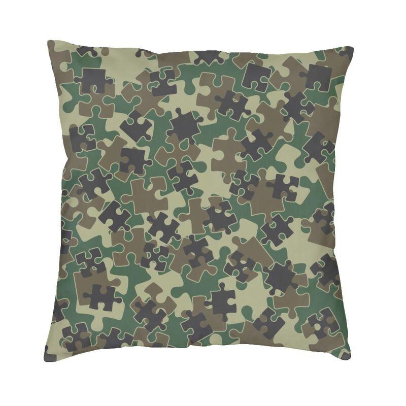Jigsaw Puzzle Lover Pieces Camo Pattern Puzzler Woodland Luxury Pillow Cover Living Room Decoration Camoflage Cushions for Sofa