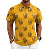 Men’s Casual Printed Polo Shirt with Short Sleeves Button Front and Turn-down Collar for Everyday Wear