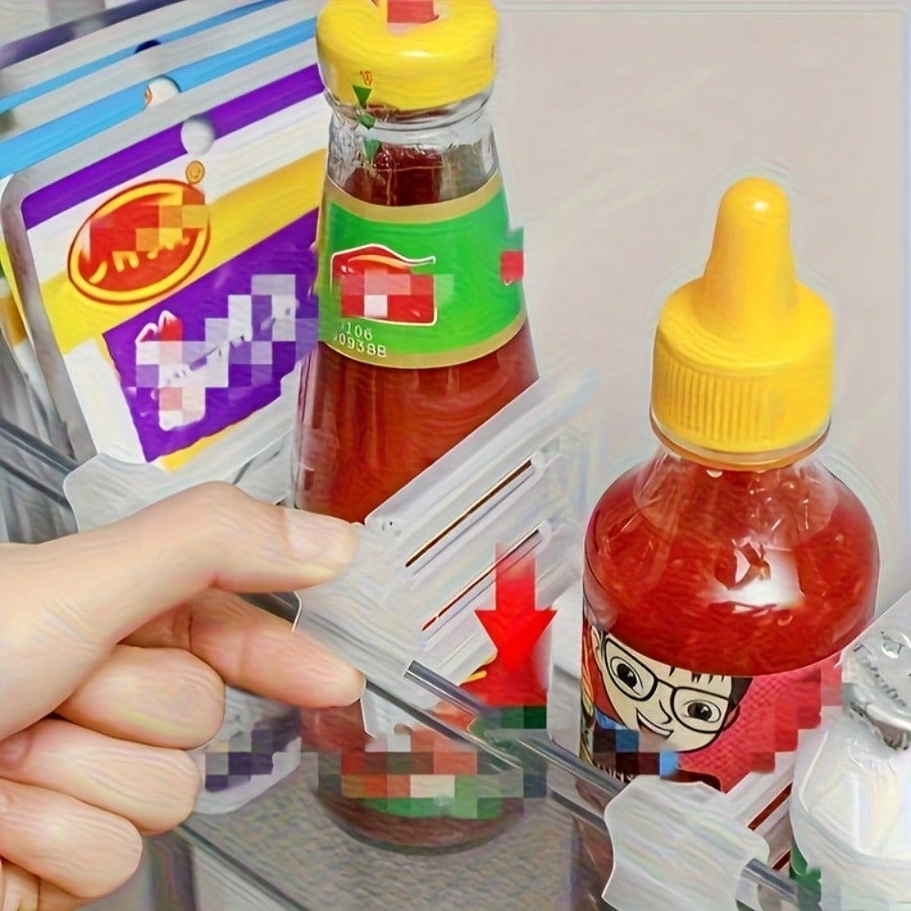 1pcs Adjustable Refrigerator Freezer Organizer - Expandable Bottled Beverage, Sauce Dispenser / Maximize Space Utilization