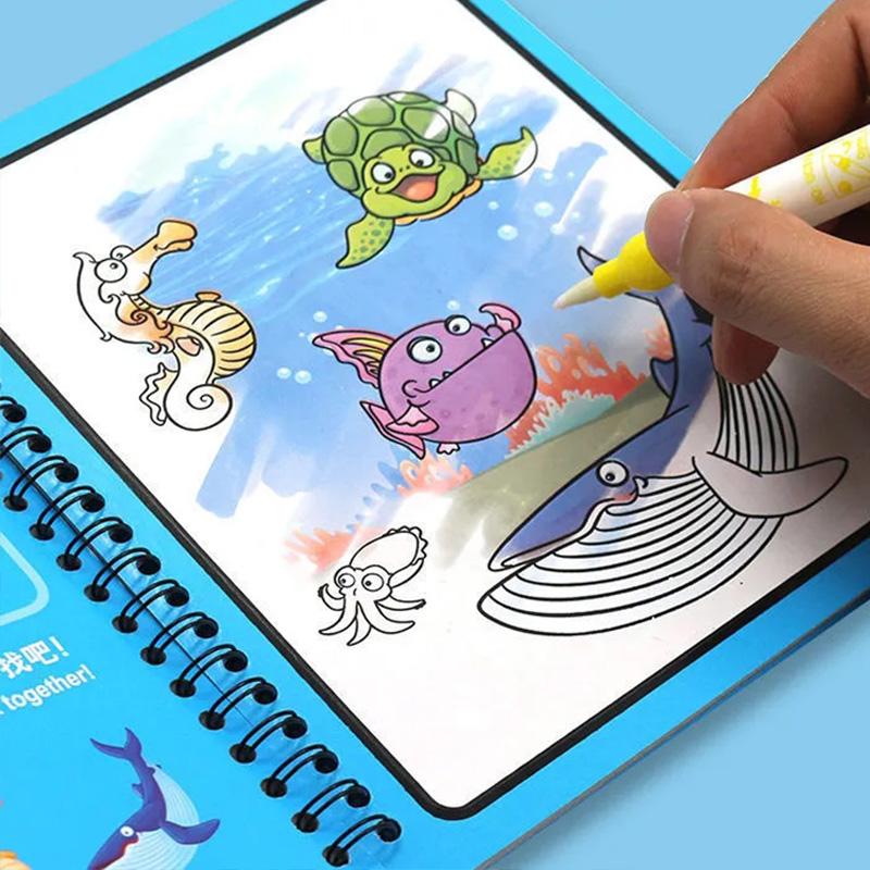3/5pcs Water Drawing Book with Refillable Water Pen Magic Painting Drawing Board Reusable Cartoon Pattern Gift for Boy Girls TMZ