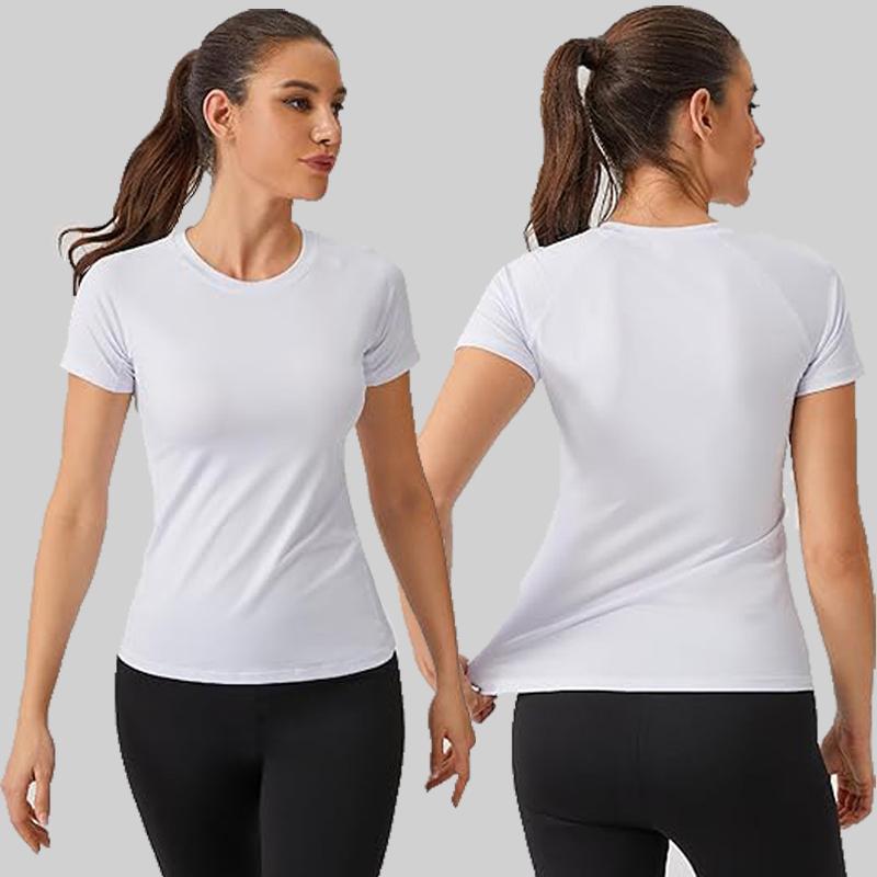 Damen Kompressionsshirt Kurzarm Sportliches Yoga Lauf T-Shirt Sommer Fitnessstudio Workout Schnelltrocknend Dehnbares T-Shirts Oberteile Baselayer