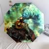 Steampunk  pattern, automatic folding umbrella, portable and foldable design, 8 ribs, a Christmas or birthday gift.