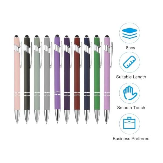 PATIKIL 12 Pcs Ballpoint Pen with Stylus Tip, 2-in-1 Metal Pen, Black Ink, 1.0mm Medium Point, Stylus Pen for Touch Screens, Style 3 Pink