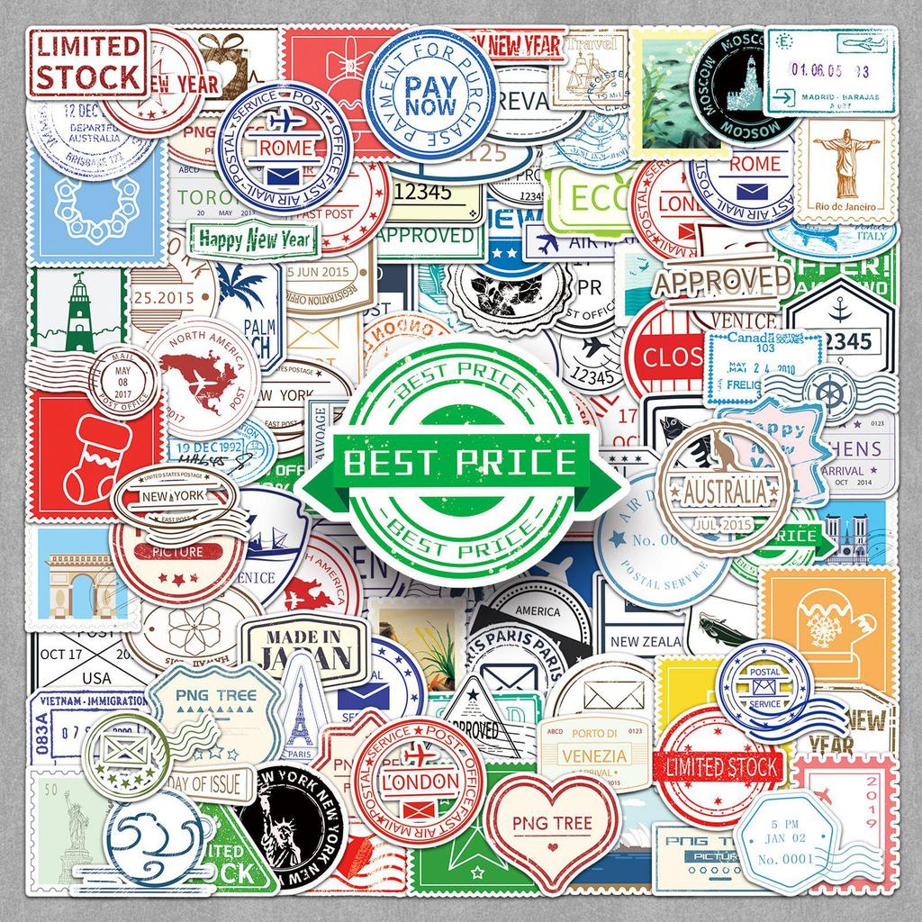 116 Retro Postmark & Fresh Cartoon Graffiti Stickers for Water Bottles - DIY Guka Style