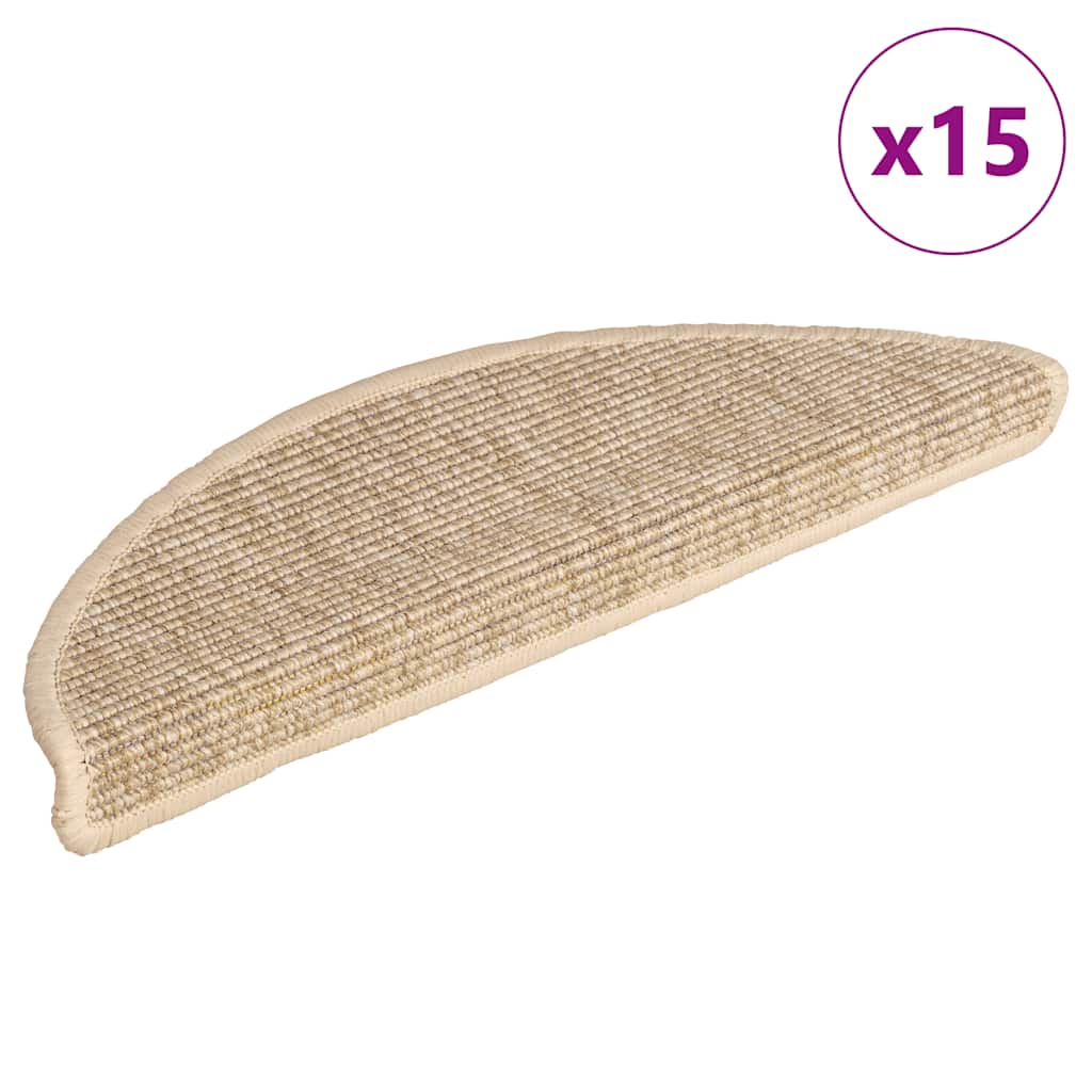 Step Mats 15 Pcs 56 X 17 X 3 Cm Light Beige Semi Circular