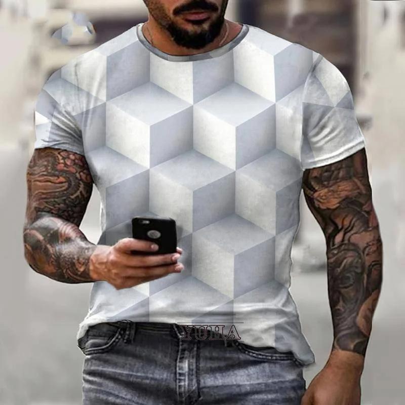 Colorful Swirl Abstract 3D Printing Men's T-Shirt Short Sleeve Streetwear Fashion Casual Sports Oversized