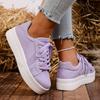 Comemore Spring Autumn Women Platform Vulcanize Shoes Round Toe Lace Up Casual Flat Sneakers Comfortable Large Size Board Shoes