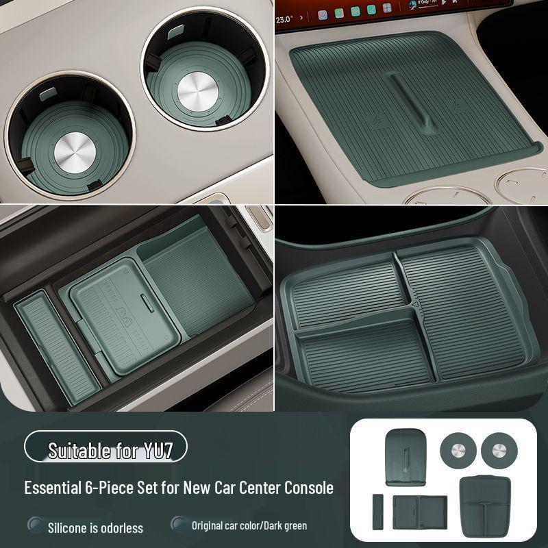 Compatible Silicone Storage Mat for Xiaomi YU7 Central Control Water Cup Holder and Car Armrest Decoration