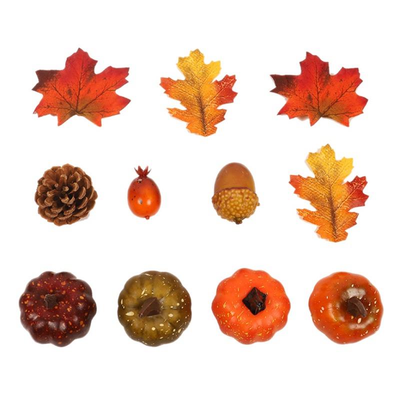 Decoração de Casa para o Dia de Ação de Graças Abóbora Simulada Ramo de Folhas de Bordo Decorações de Casa para o Dia de Ação de Graças Colheita de Outono