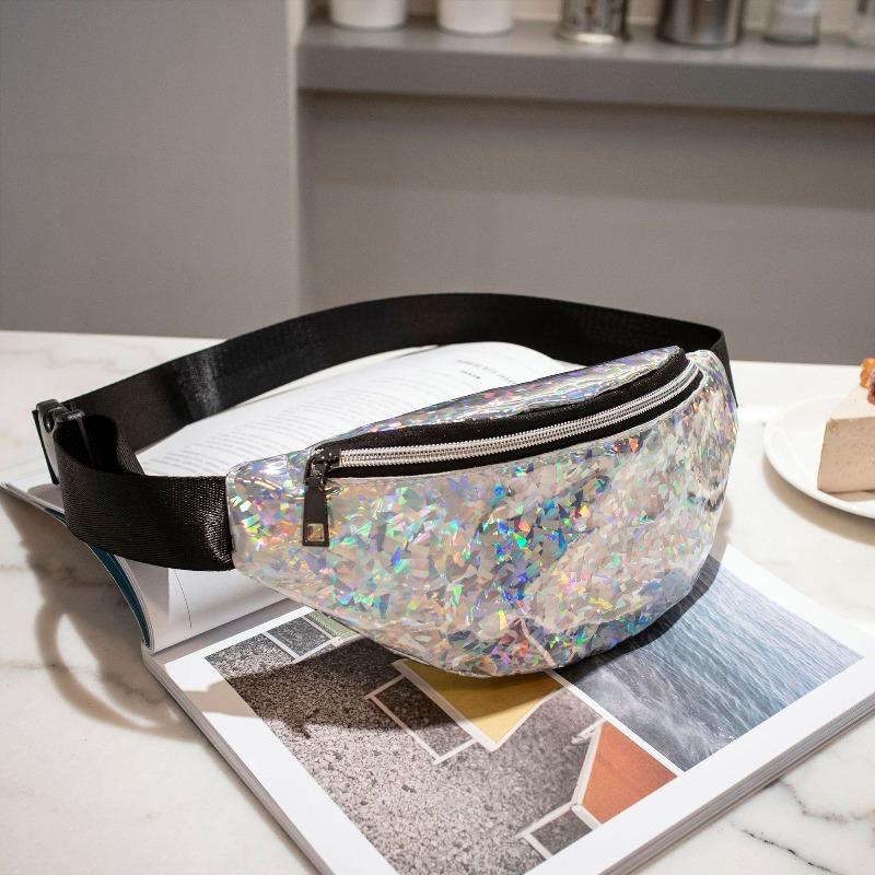 Women's fanny pack Simple personalized girl bag Sequin bag Glass broken trend women's bag fanny pack