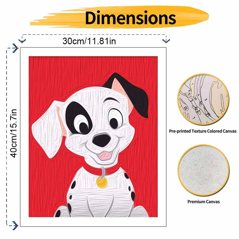 Disney Dalmatian Digital Oil Painting Diy Coloring Handpainted Filling Home Decor Gift, 101 Dalmatians Puppy Canvas Wall Art Painting.