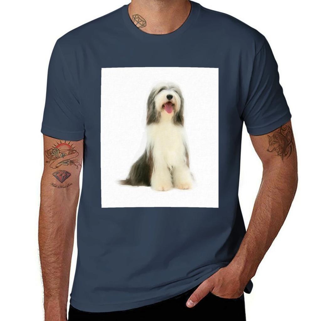 Bearded Collie Dog Tshirt Big And Tall Crew Neck Tee