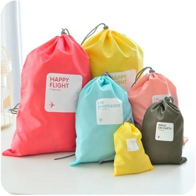 4Pcs Waterproof Travel Drawstring Storage Bag Set Multi-size Nylon Pouch for Shoes, Laundry, Makeup & Luggage Organization