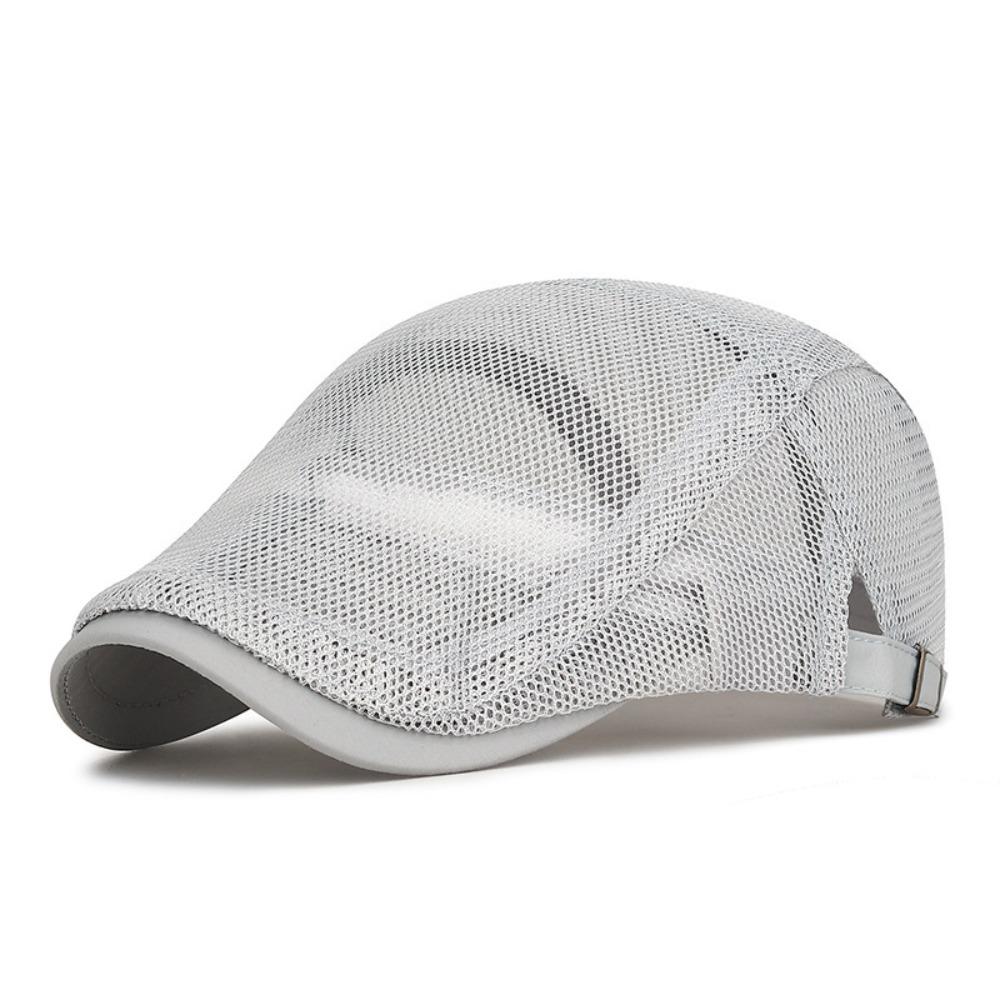 Casual Outdoor Beret Men's Hat Breathable Mesh Forward Cap Spring Summer Adjustable Thin Sun Hats Flat Gorras