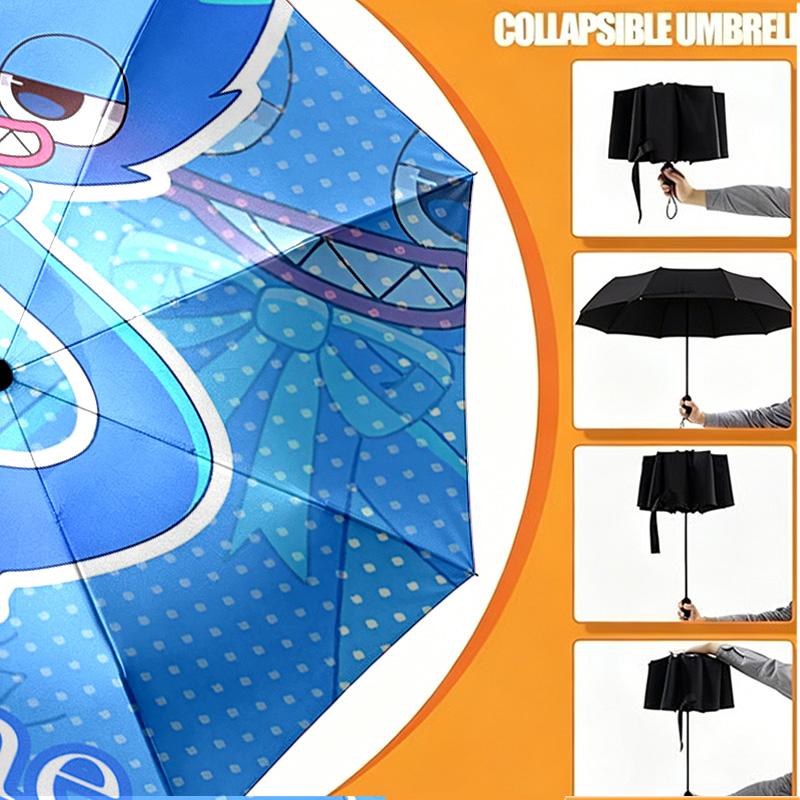 Custom Name Personalized Huggy Wuggy Print Umbrella, Auto Open Close, 8‑Rib Sturdy Frame, Commute Camping Hiking Use, Birthday Gift