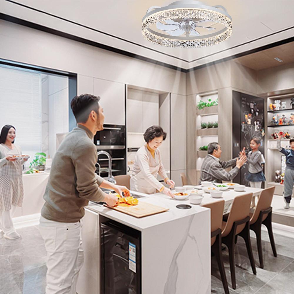 50 * 50 * 16cm Modern And Fashionable Electric Ceiling Fan Lamp Bedroom LED Ceiling Fan Light Intelligent Silent Chandelier Fan