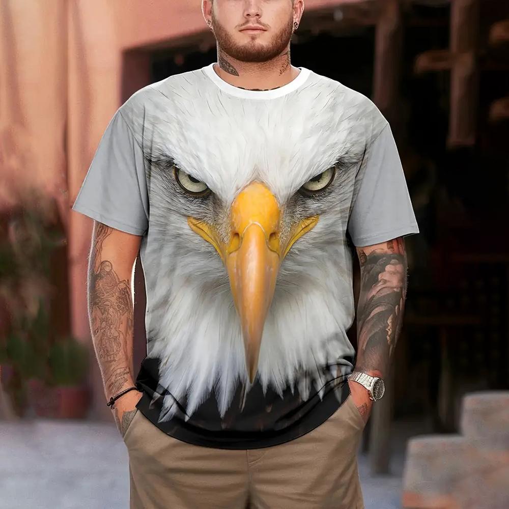 

Летний топ с круглым вырезом и принтом 3D животных, модные повседневные футболки с короткими рукавами для мужчин 5XL