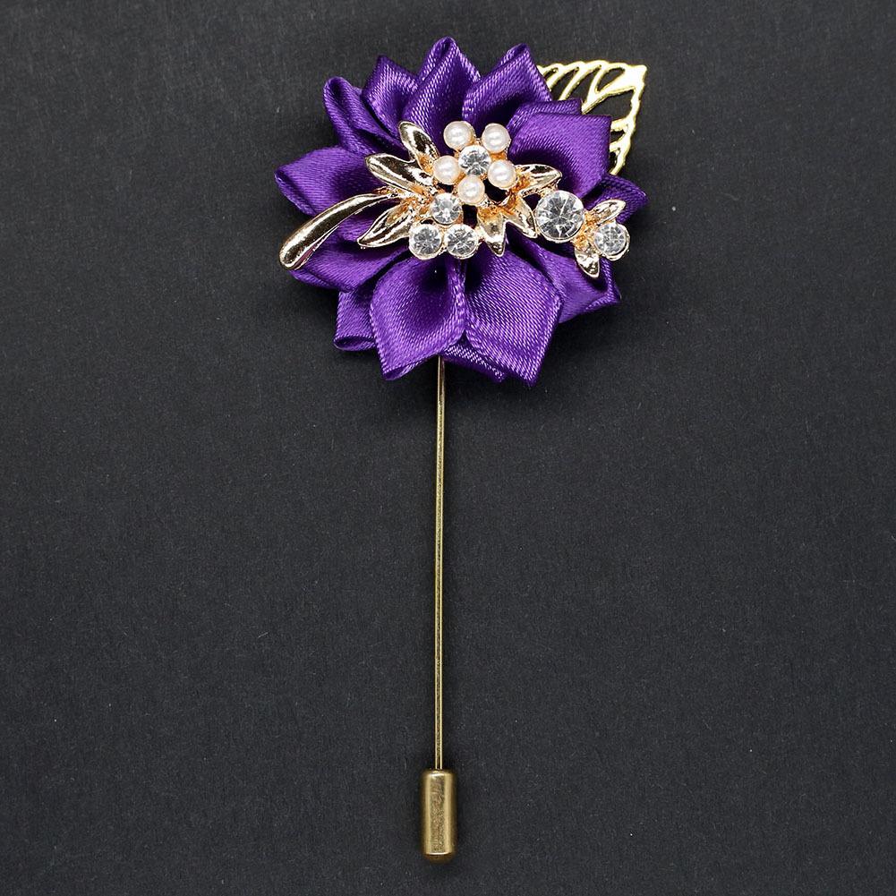 Luxury Crystal Pearl Groomsmen Boutonniere Wedding Corsage Men Brooch Pin Red Burgundy Flower Groom Bridal Boutonnieres