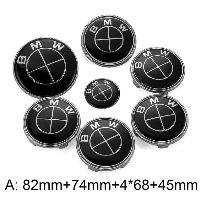 YAMHS1 For BMW New 2025 7pcs Car Front Emblem Rear Badge Wheel Hub Cap Sticker for E46 E90 E60 F10 F11 F20 F30 F34 F01 G20 G21 G31 G38 