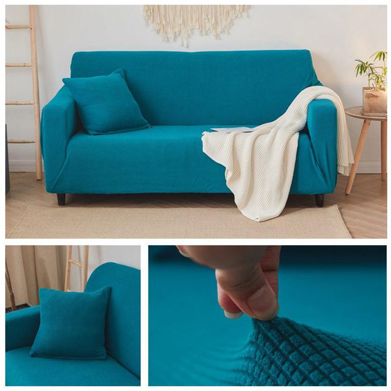 Autumn Winter Sofa Cover Thickened Warm Solid Color Elastic Plaid Living Room Corner Sofa Cover Furniture Protective Cover