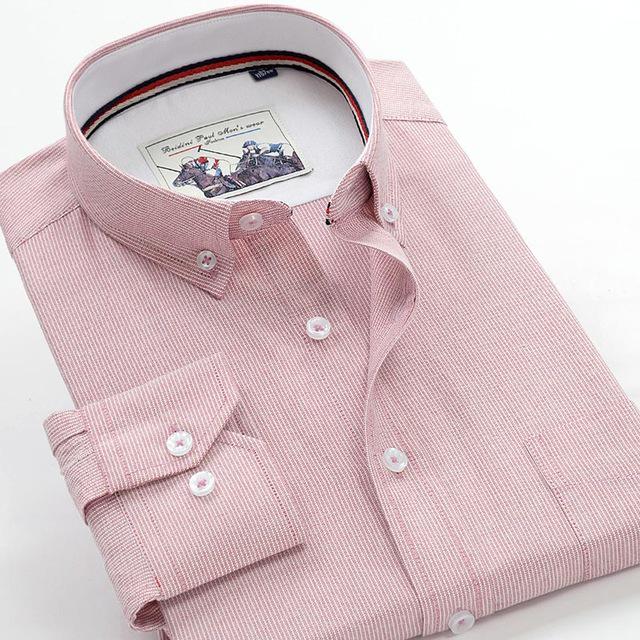 Oxford Shirts Men Striped Casual Men Shirts Long Sleeve England Style Big Size Shirts Men