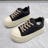 2026 Autumn Single Shoes Platform Plush Board Shoes Heightening Casual Sports Shoes Lace-up Women's Shoes