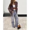 Women S Vintage Plaid Long Sleeve Loose Cardigan Shirt Summer Casual