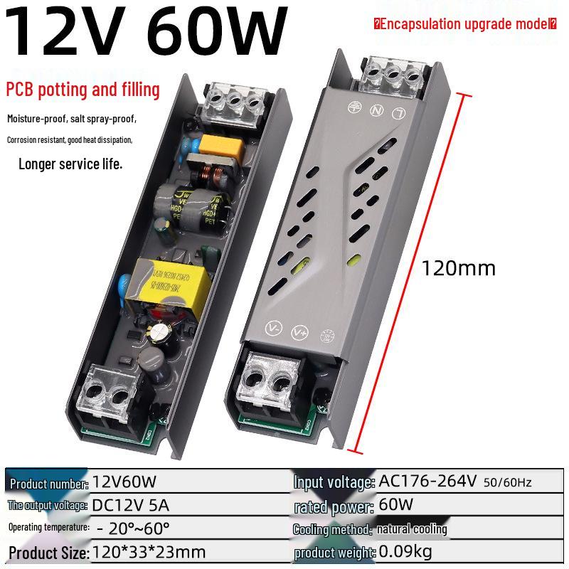Ultra-slim Silent Switch Power Supply 12V 24V LED Light Box DC Voltage Regulator