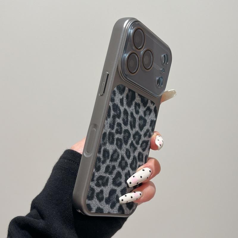 Luxury Shiny Leopard Print Large Camera Plating Case For iPhone 17 16 15 14 Pro Max Original Lens Glass Bumper Retro Cover Funda
