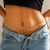 Sexy Geometric Beach Bikini Body Chain, Simple Rhinestone Fringed Single-Layer Waist Chain For Women