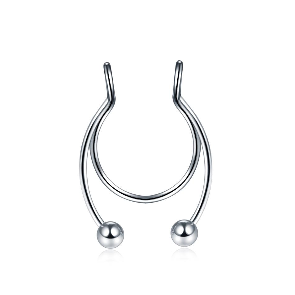 1Pc Stainless Steel Fake Nose Ring Hoop Septum Rings C Clip Lip Ring Earring for Women Fake Piercing Body Jewelry Non-Pierced