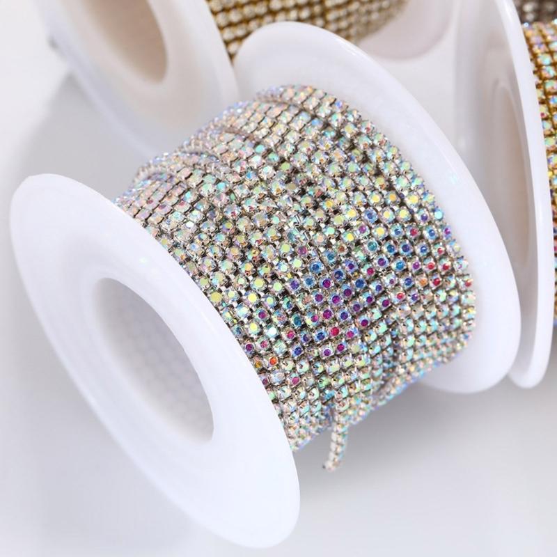 Rhinestones Close Chain Sew On Glass Rhinestones Trim Rhinestones Chain Rhinestones Cup Chain for DIY Craft Decorations
