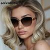 Sexy Oversized Cat Eye Punk Sunglasses Women Big  Luxury Brand Vintage Metal Frame Driving Sun Glasses For Ladies Shades