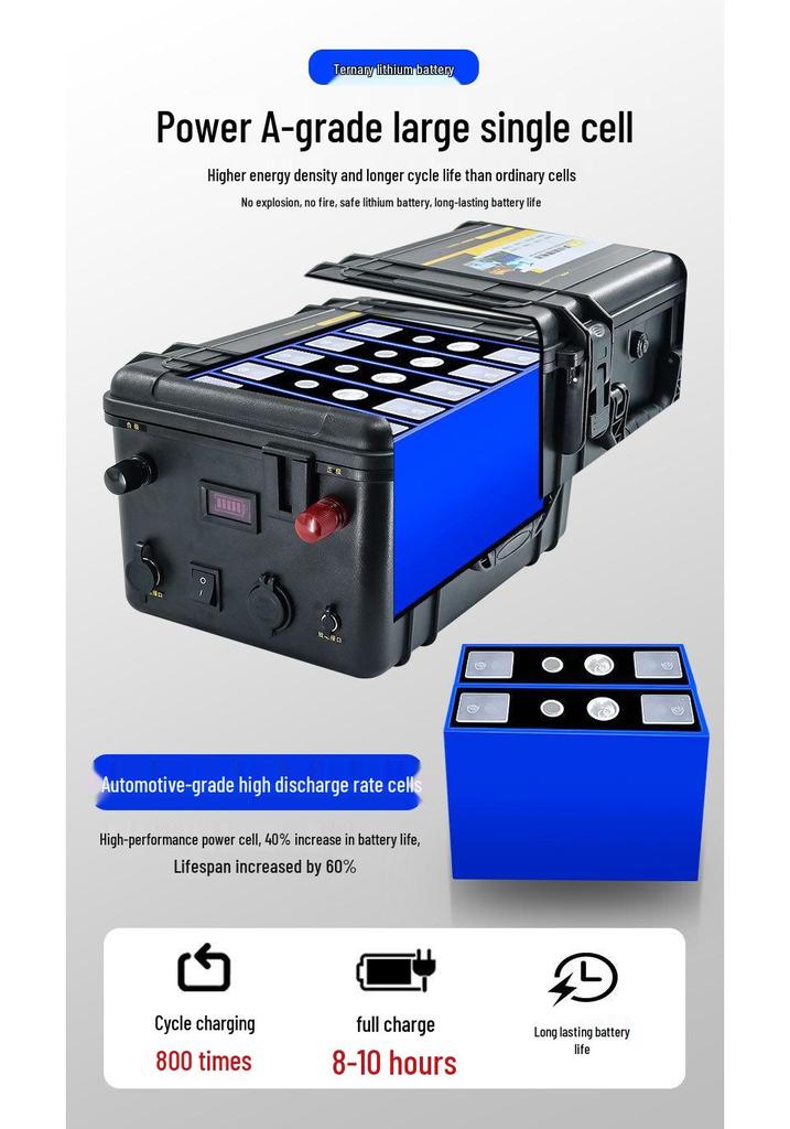 12V High-Power Long-Lasting Lithium Iron Phosphate Battery for 24V Outboard Motor and 48V Electric Net Hauler