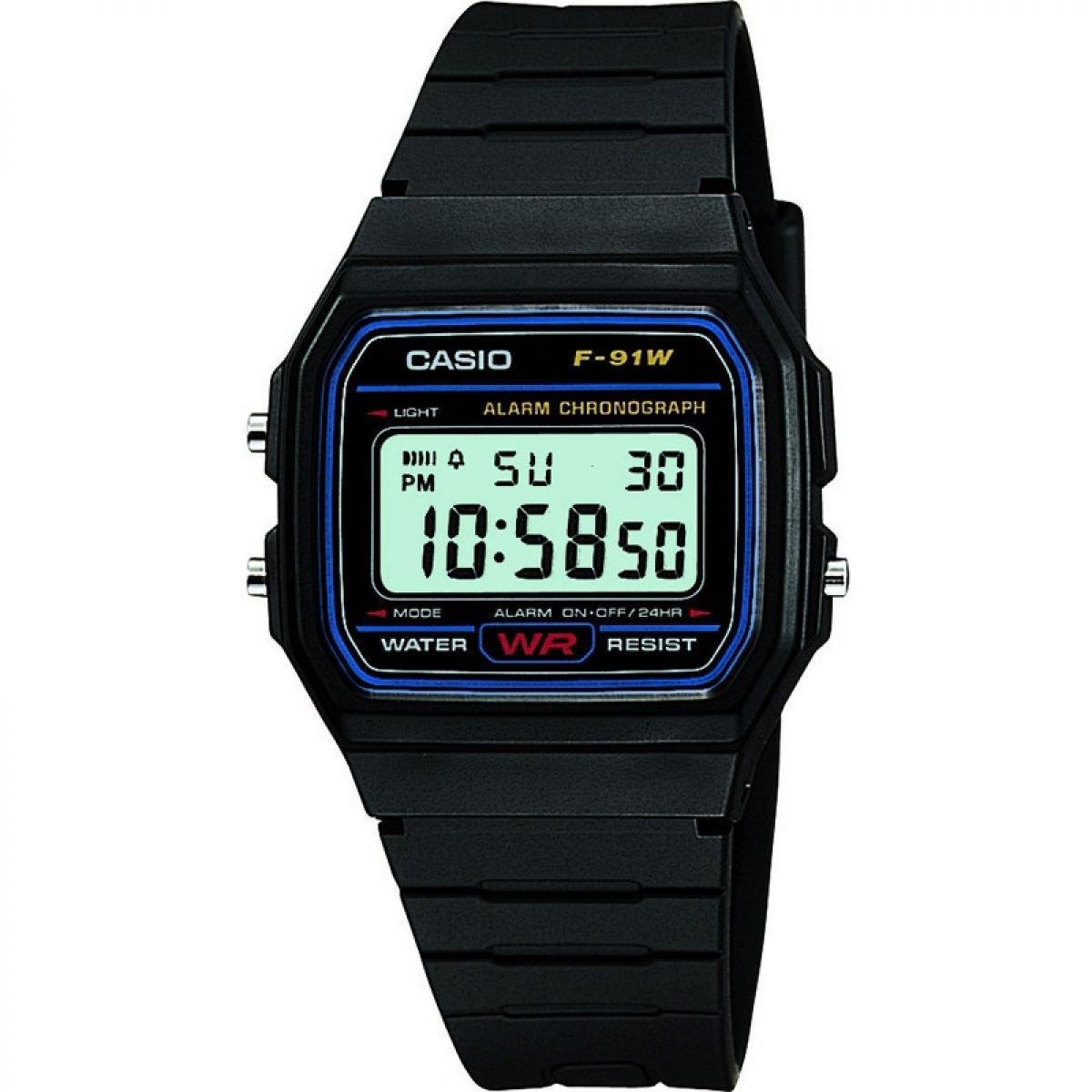 

Цифровые часы Casio Черные F-91W-1YER чёрный