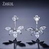 ZAKOL Fashion Leaf Stud Earrings For Women Girls Simpe Cubic Zircon Earring Jackets Zircon Party Zircon