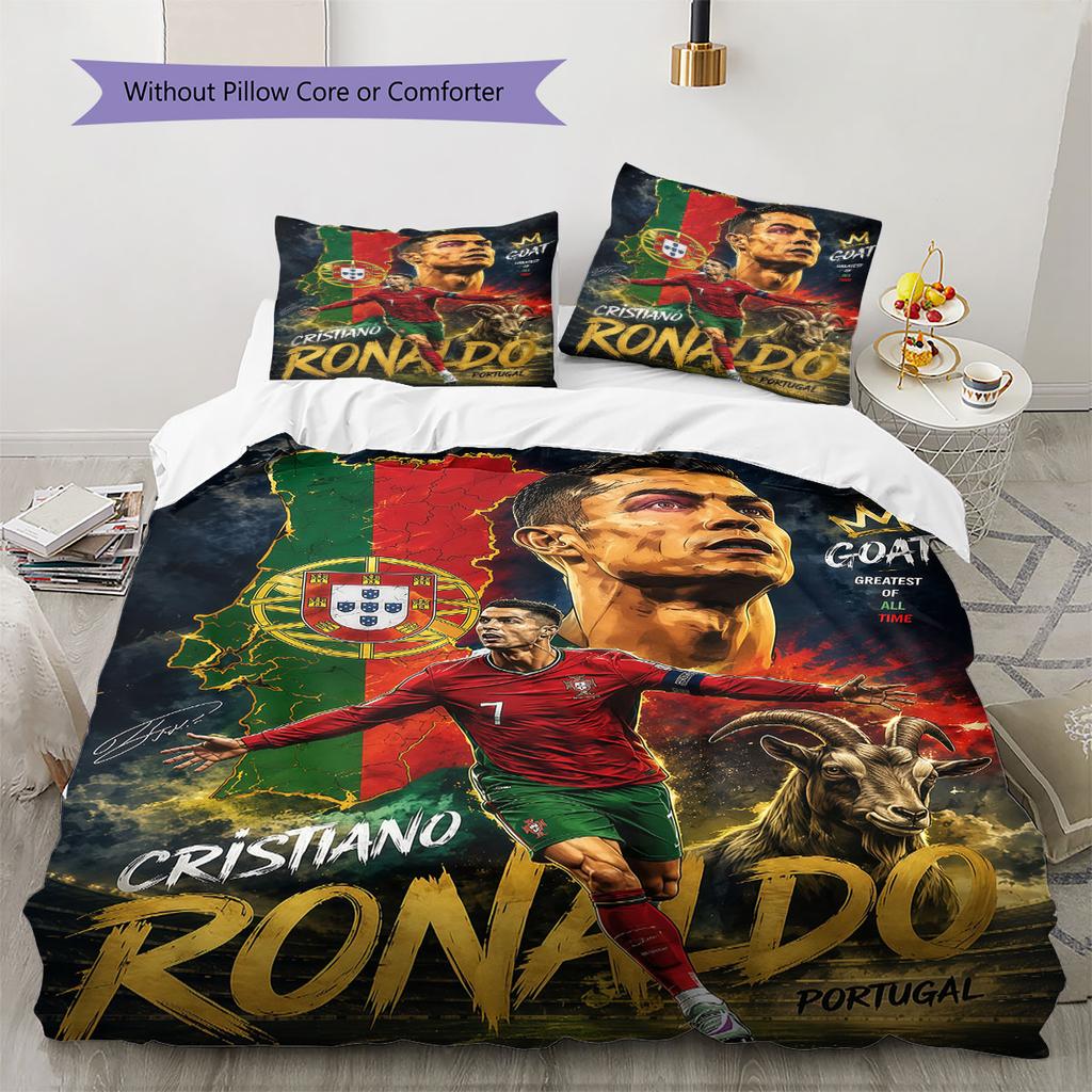 Cristiano Ronaldo Pattern Bedding,Quilt Set Quilt Cover Pillowcase Home Birthday Gift(1 * duvet cover + 2 * pillowcase, without core)