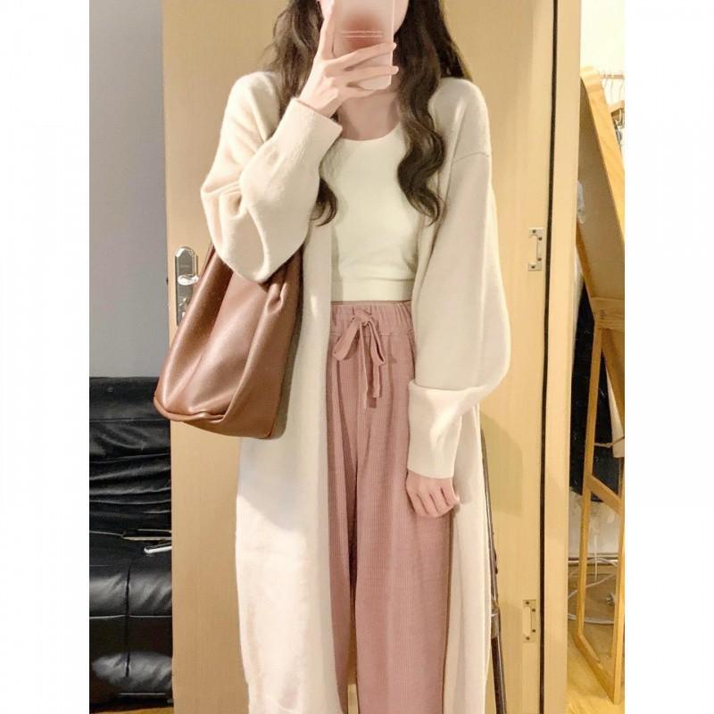 Autumn and winter medium and long sweater jacket loose lazy style design sense casual temperament niche knitted cardigan women